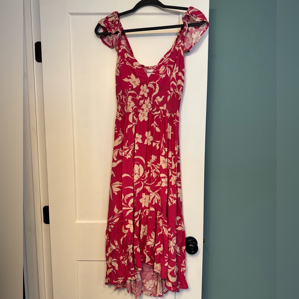 Japna Pink and White Floral High Low Dress